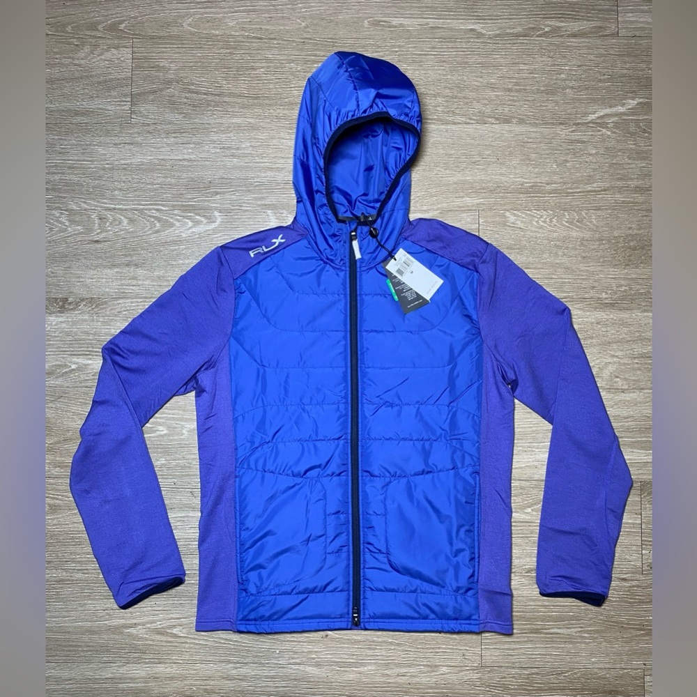 NEW Men Size Medium RLX Ralph Lauren Hybrid Wool Hooded Golf Quilted Jacket $268